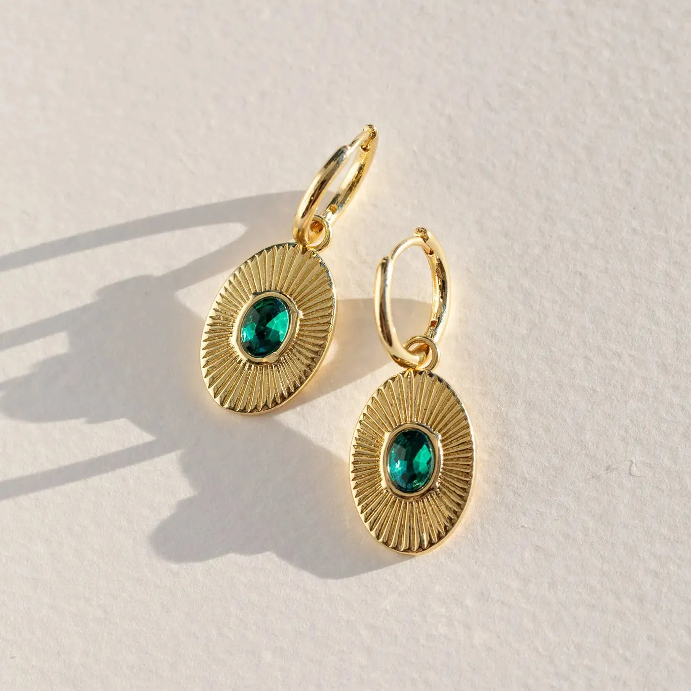 Mavi - Emerald Pendant Hoop Earrings