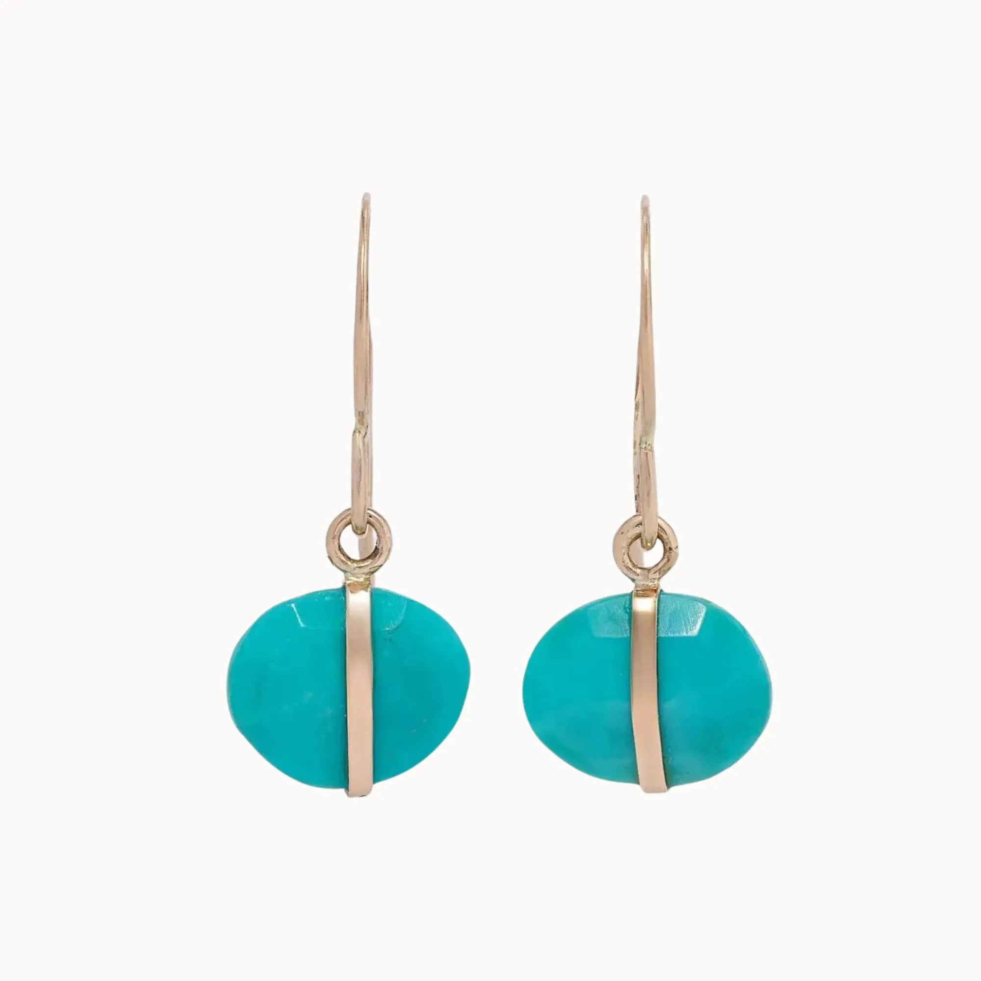 Melissa Joy Manning 14k Yellow Gold Turquoise Single Drop Earrings