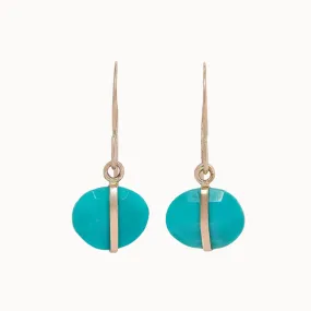 Melissa Joy Manning 14k Yellow Gold Turquoise Single Drop Earrings