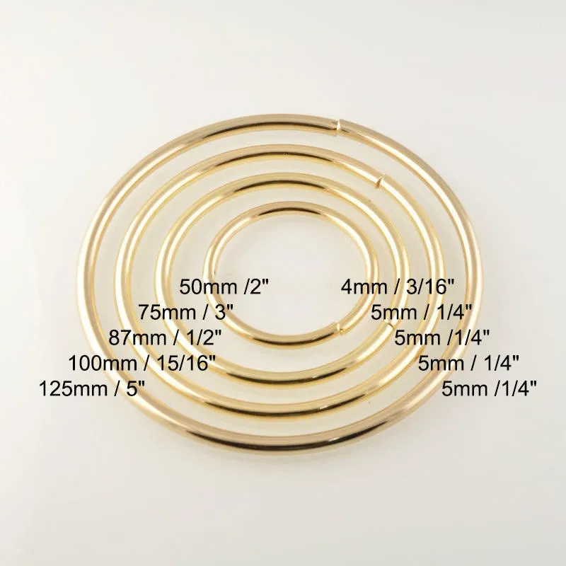 Metal Round O Ring Open Split Ring Hoop Loop Belt Buckle Dreamcatcher Macrame Gold Silver 50 100 125mm Thick Purse Handle Keyring Non Welded