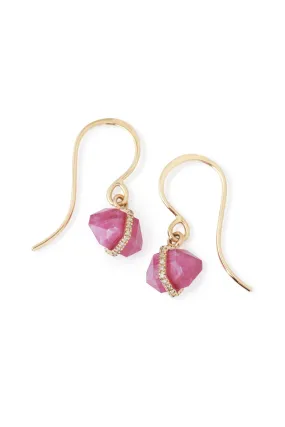 Micropave Herkimer cut Ruby Bezel Drop Earrings