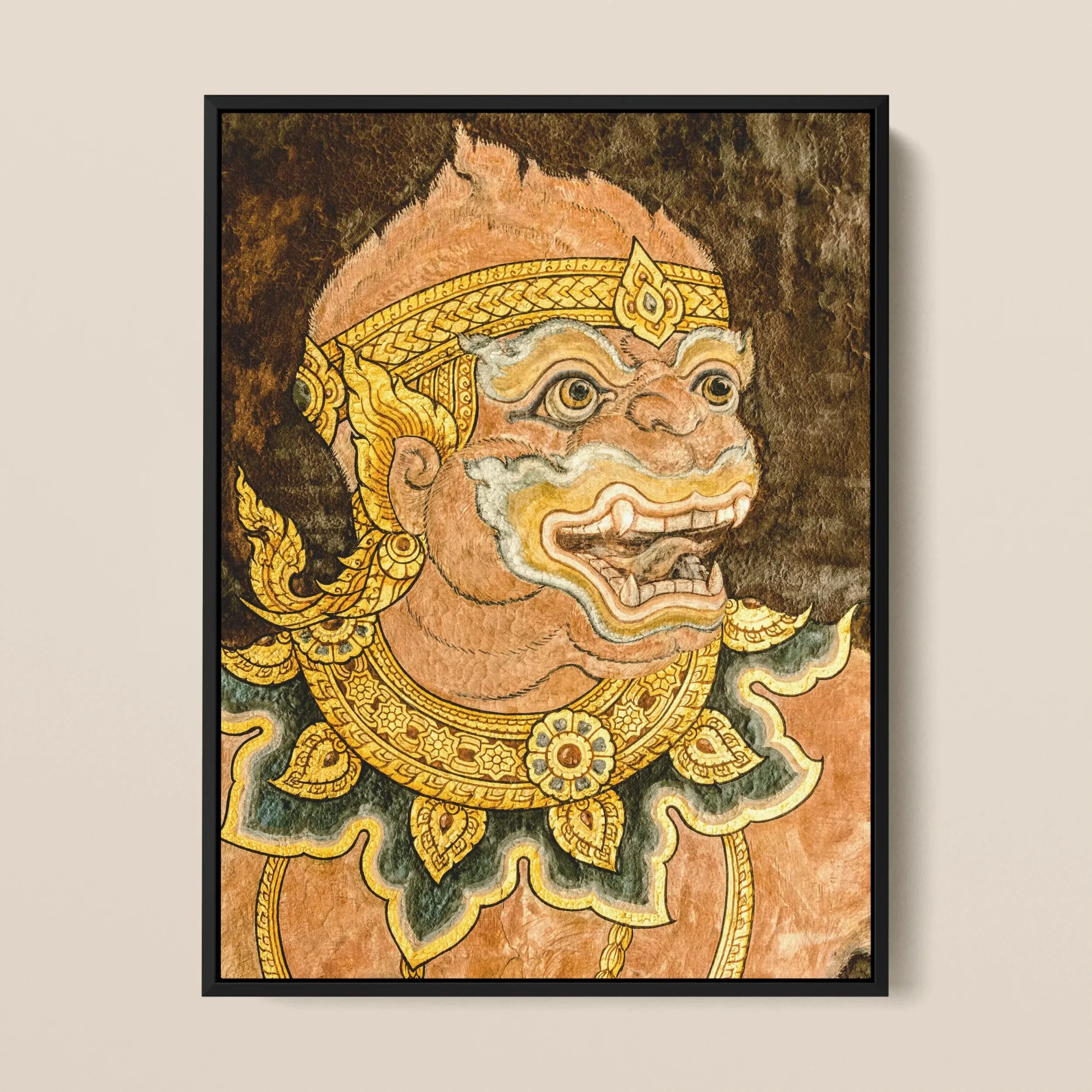 Monkey See - Thai Aesthetic Mural Art Framed Canvas