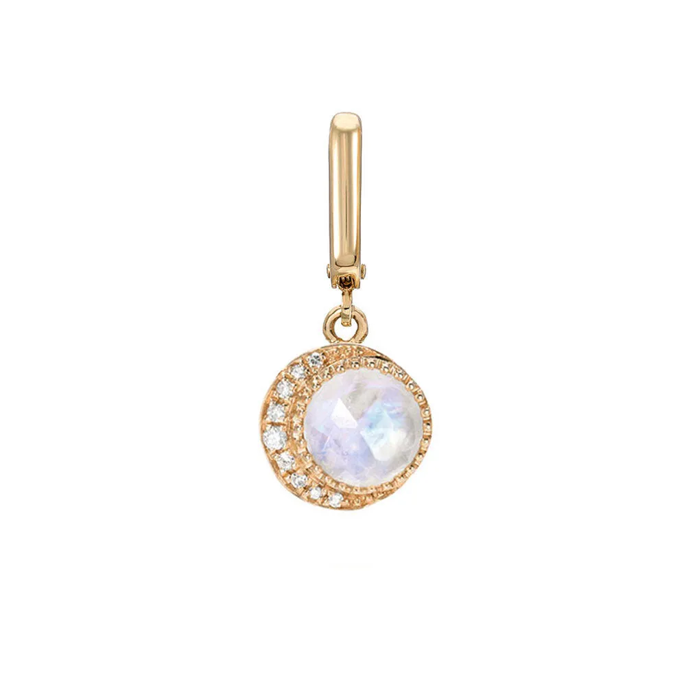 Moon Phase Rainbow Moonstone Clip Charm