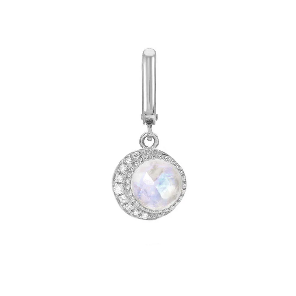 Moon Phase Rainbow Moonstone Clip Charm