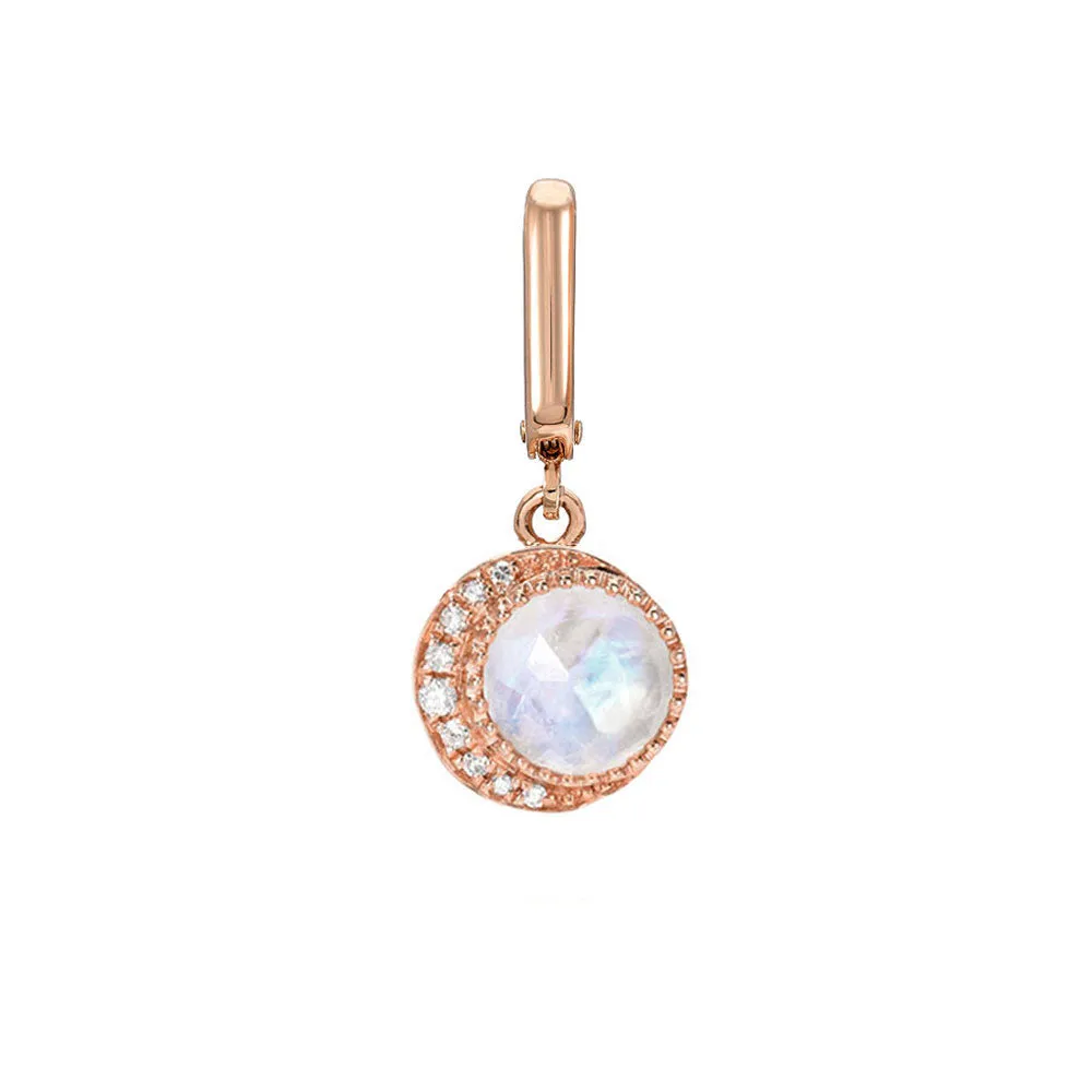 Moon Phase Rainbow Moonstone Clip Charm