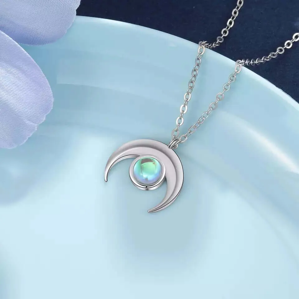 Moonstone Crescent Pendant Necklace