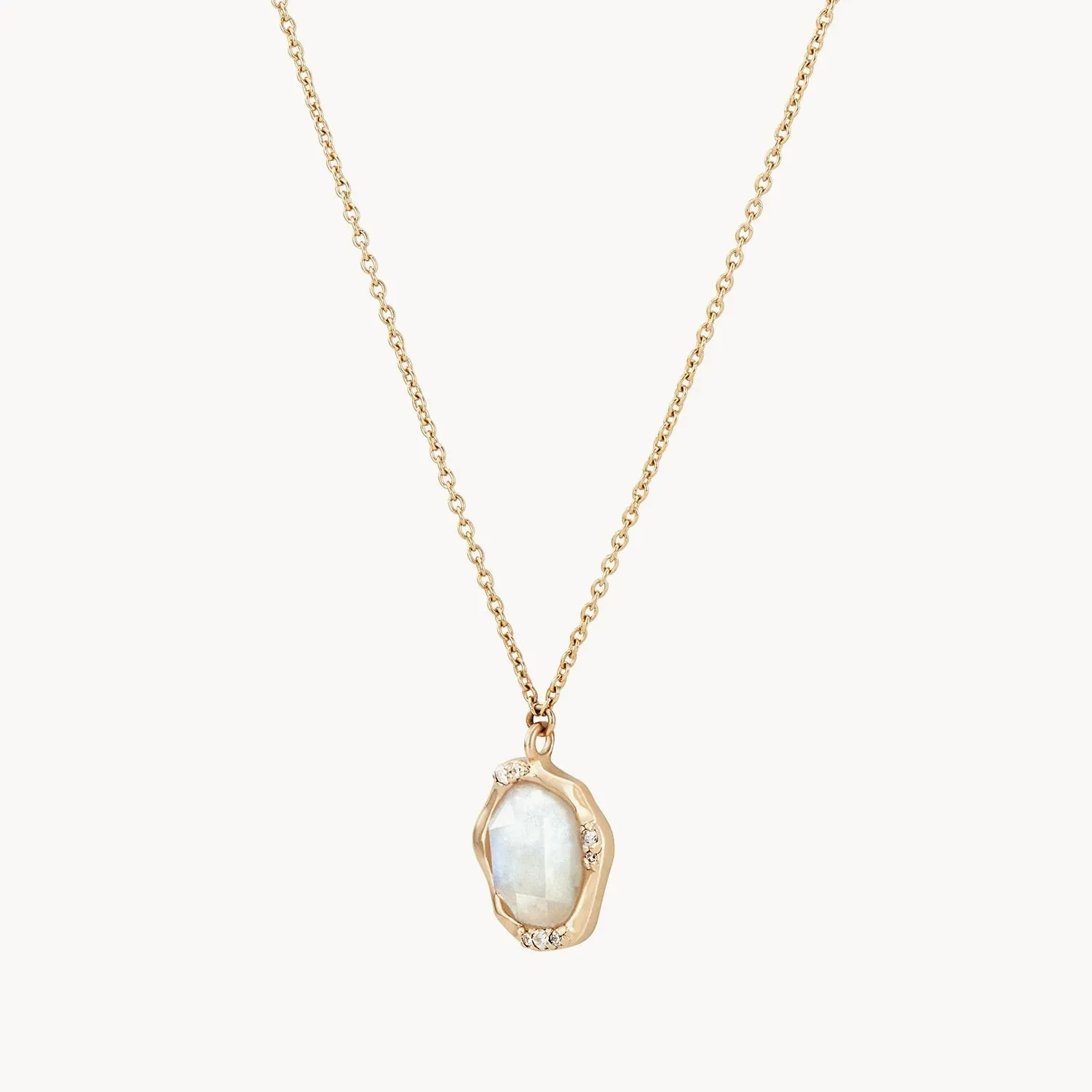 moonstone diamond mood necklace