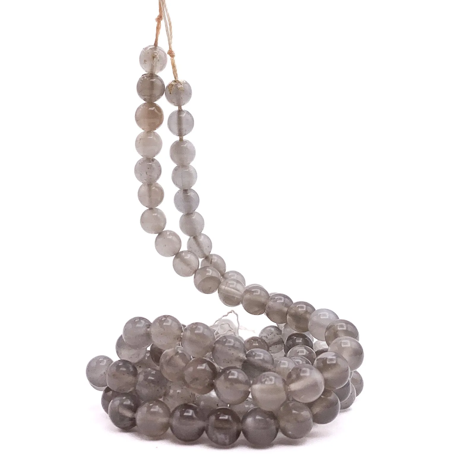 Moonstone Grey 7.5mm Smooth Rounds Bead Strand