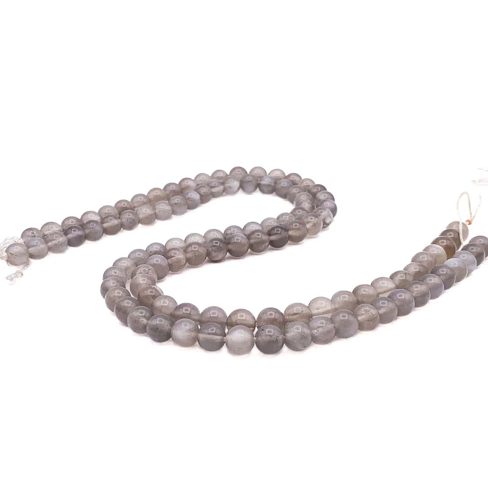 Moonstone Grey 7.5mm Smooth Rounds Bead Strand