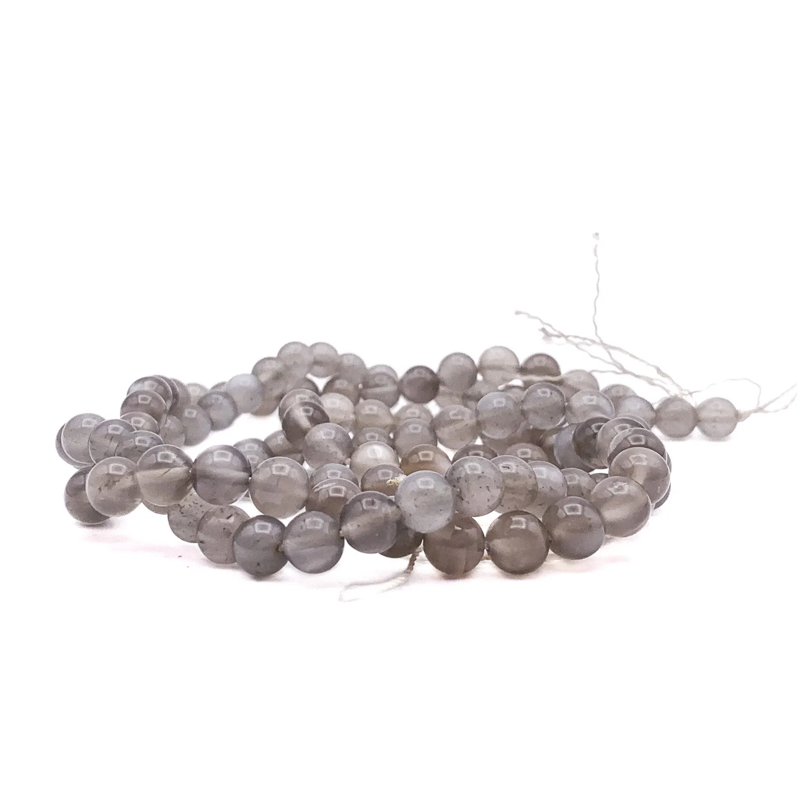 Moonstone Grey 7.5mm Smooth Rounds Bead Strand