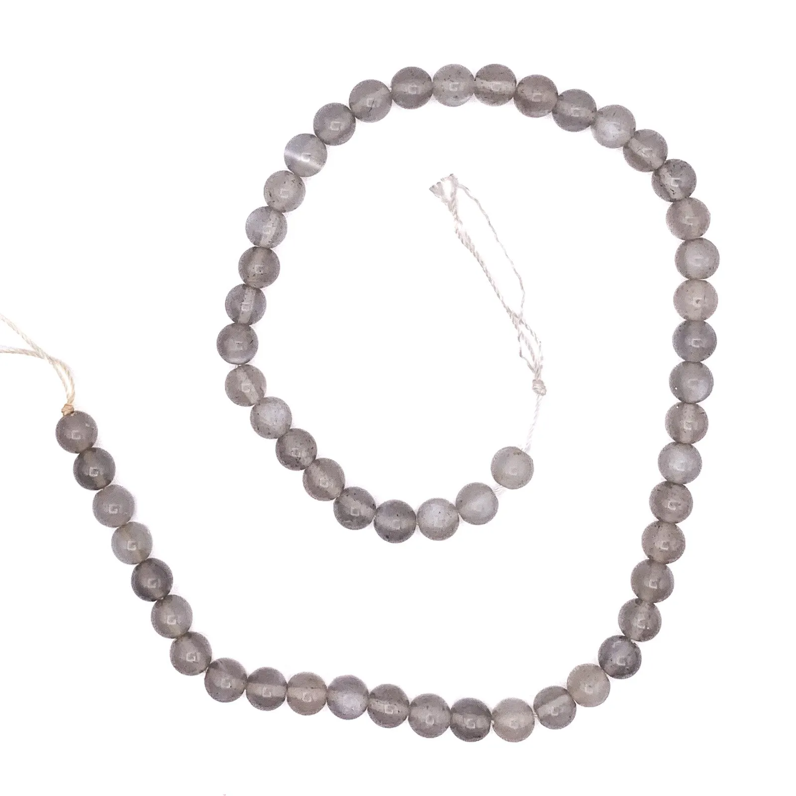 Moonstone Grey 7.5mm Smooth Rounds Bead Strand