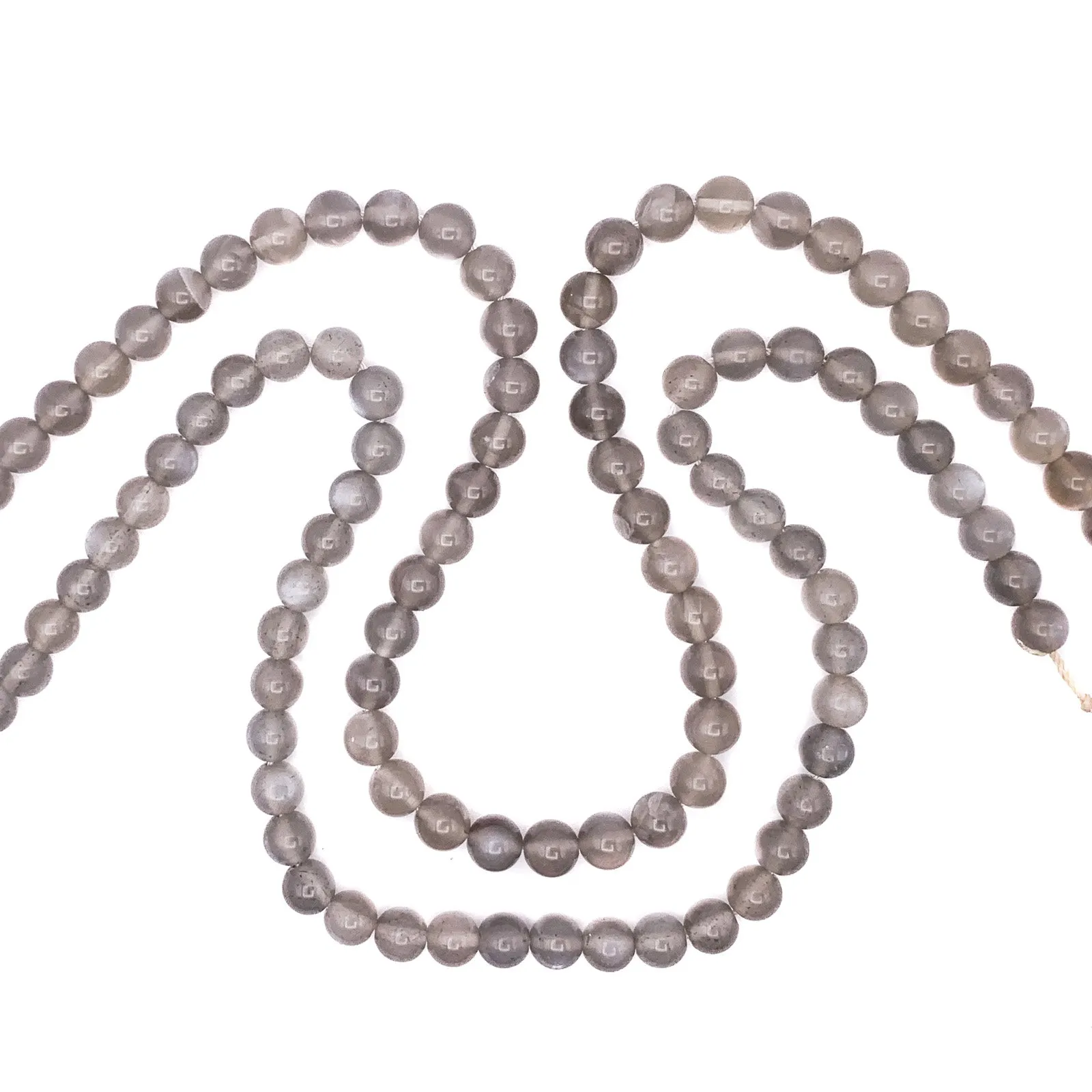 Moonstone Grey 7.5mm Smooth Rounds Bead Strand