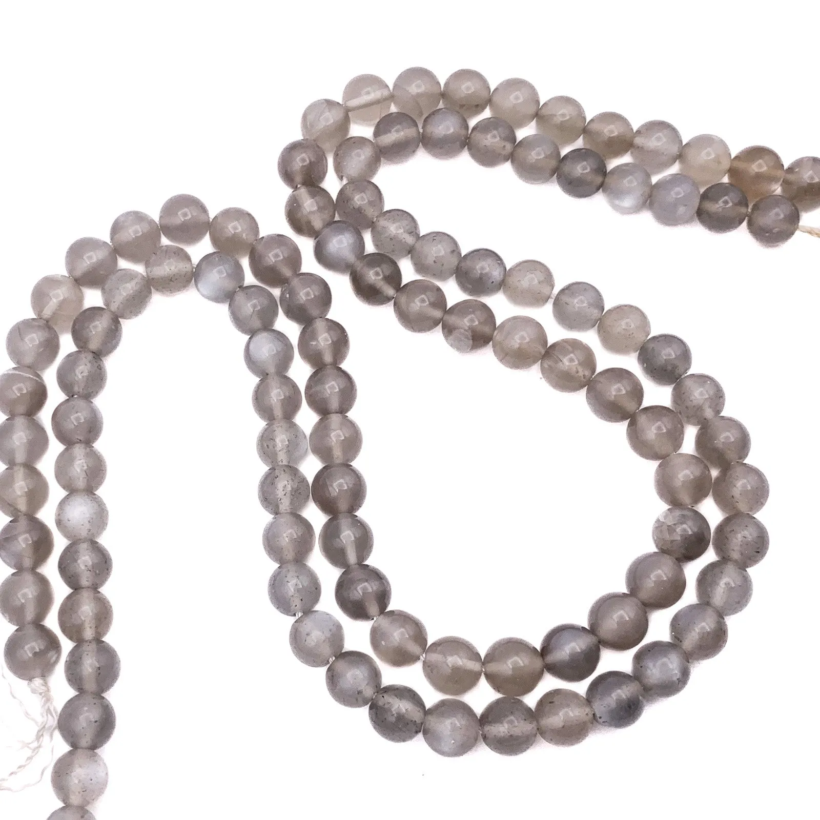 Moonstone Grey 7.5mm Smooth Rounds Bead Strand