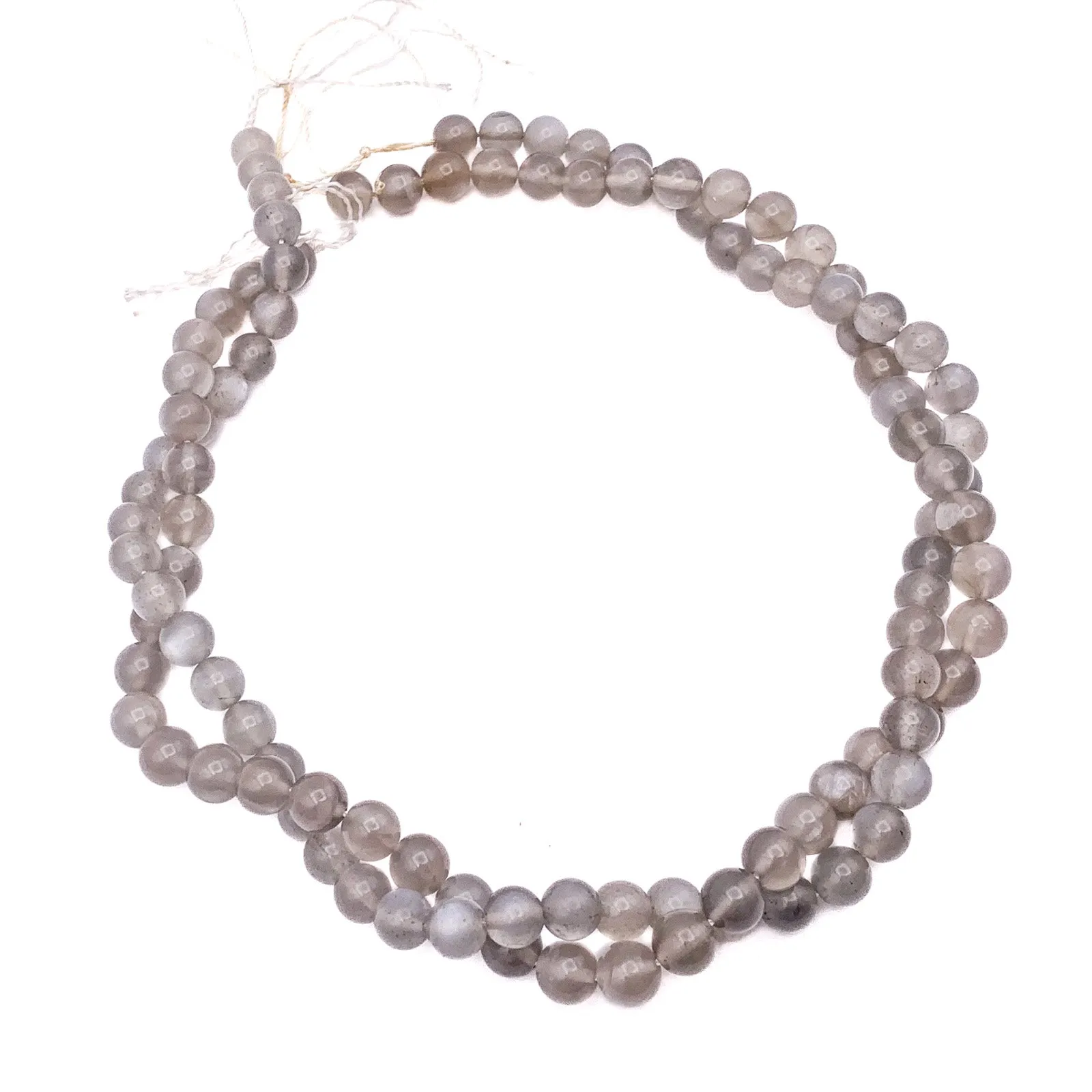 Moonstone Grey 7.5mm Smooth Rounds Bead Strand