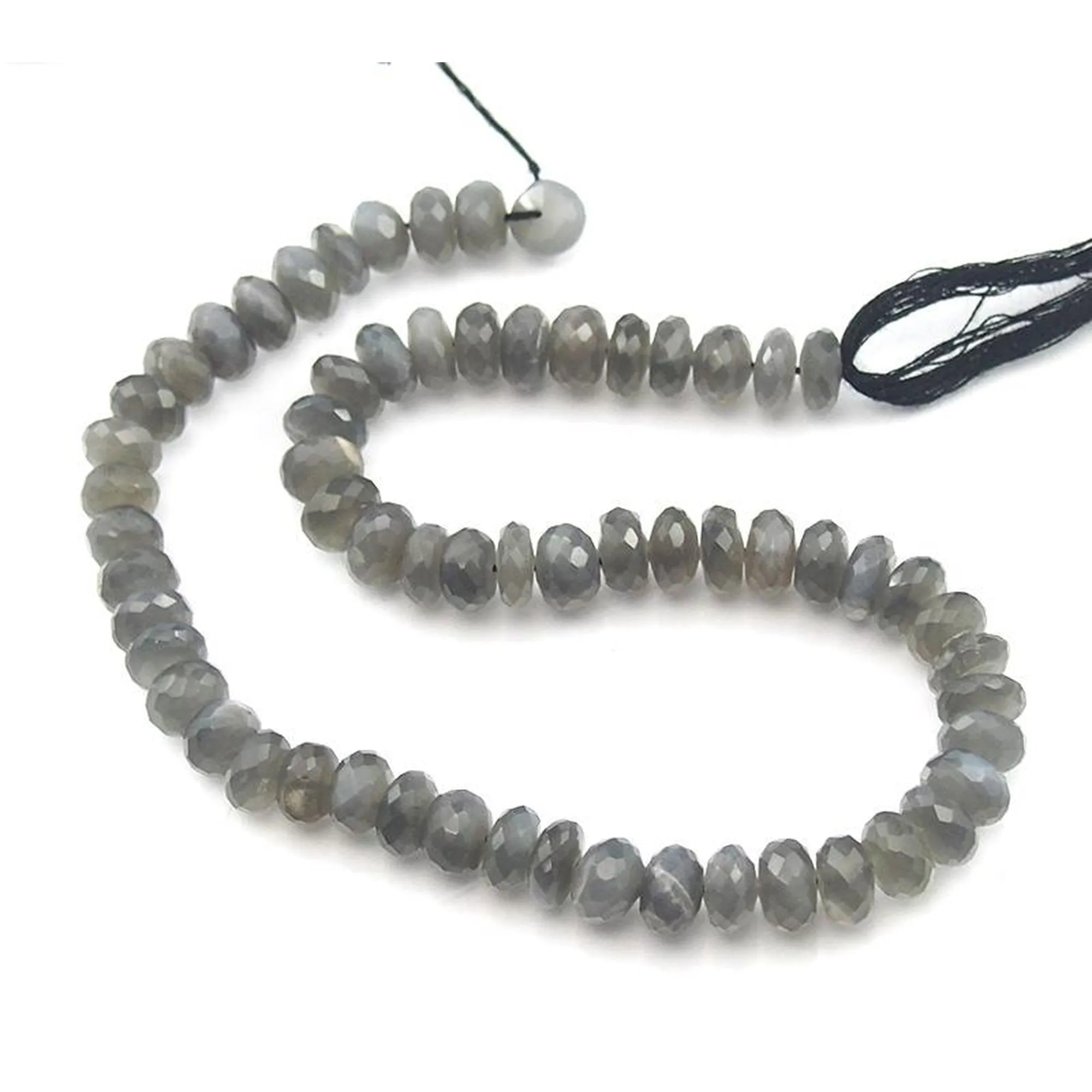 Moonstone Grey Faceted Rondelle Strands 7mm, 8mm, 9mm