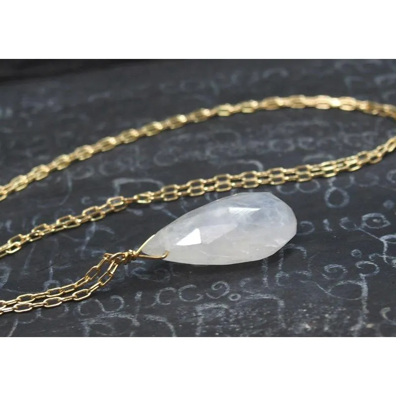 Moonstone Necklace On Gold Filled Chain With Gold Filled Spring Clasp