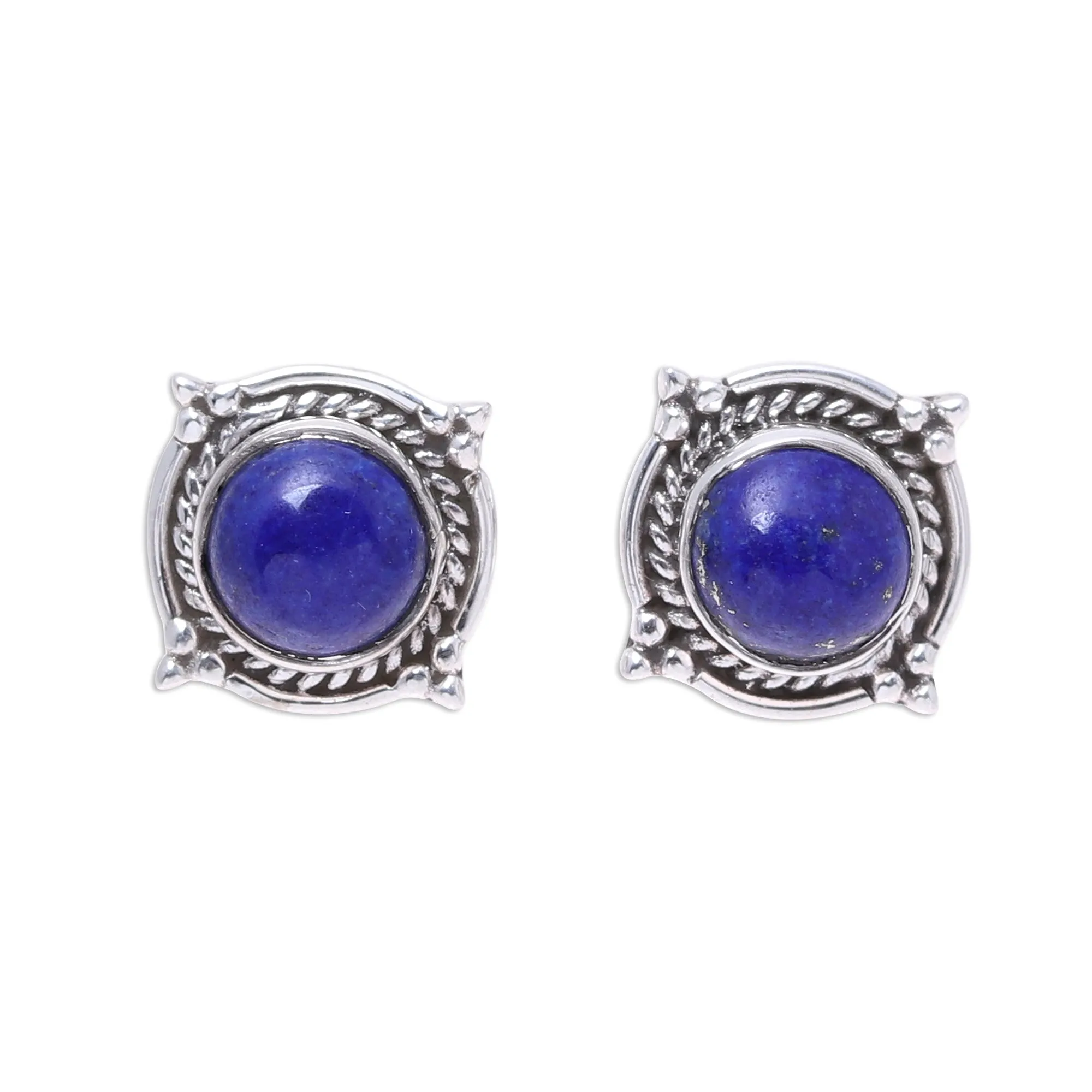 Morning Crowns Lapis Lazuli Stud Earrings from India