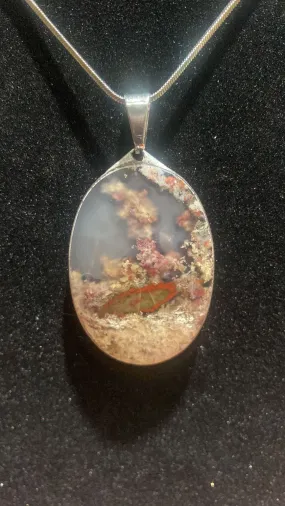 Moss Agate Oval Crystal Pendant (XL)