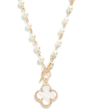 Mother Of Pearl Chain With Delicate Clover Toggle