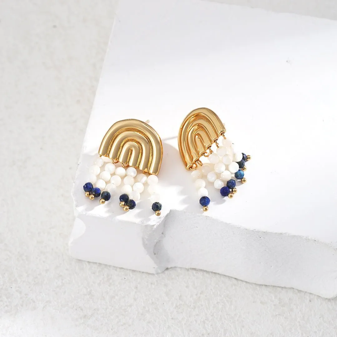 Mother-of-pearl Lapis Lazuli Tassel Earrings