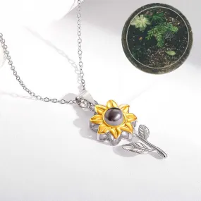 Nano Projection Sunflower Clavicle Chain Pendant