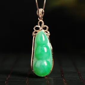 Natural Jade Pendant Jadeite Gold Pendant PT60