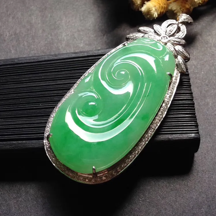 Natural Jade Pendant Jadeite Gold Ruyi Pendant PT407