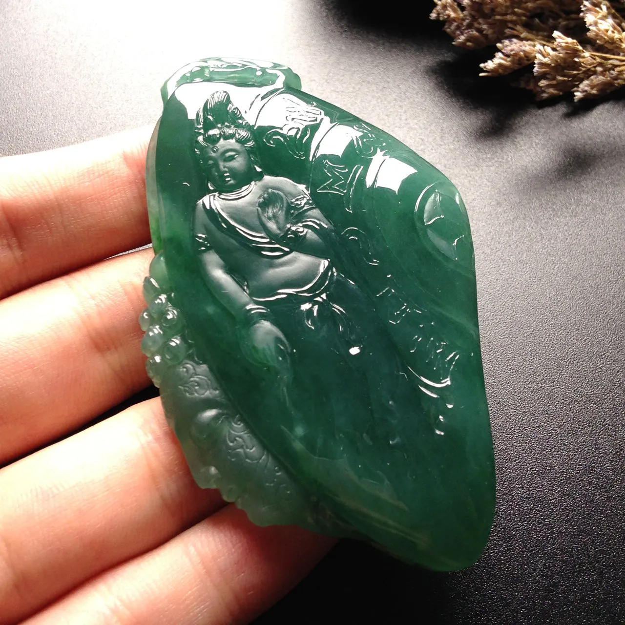 Natural Jade Pendant Jadeite Guan Yin Pendant PT294