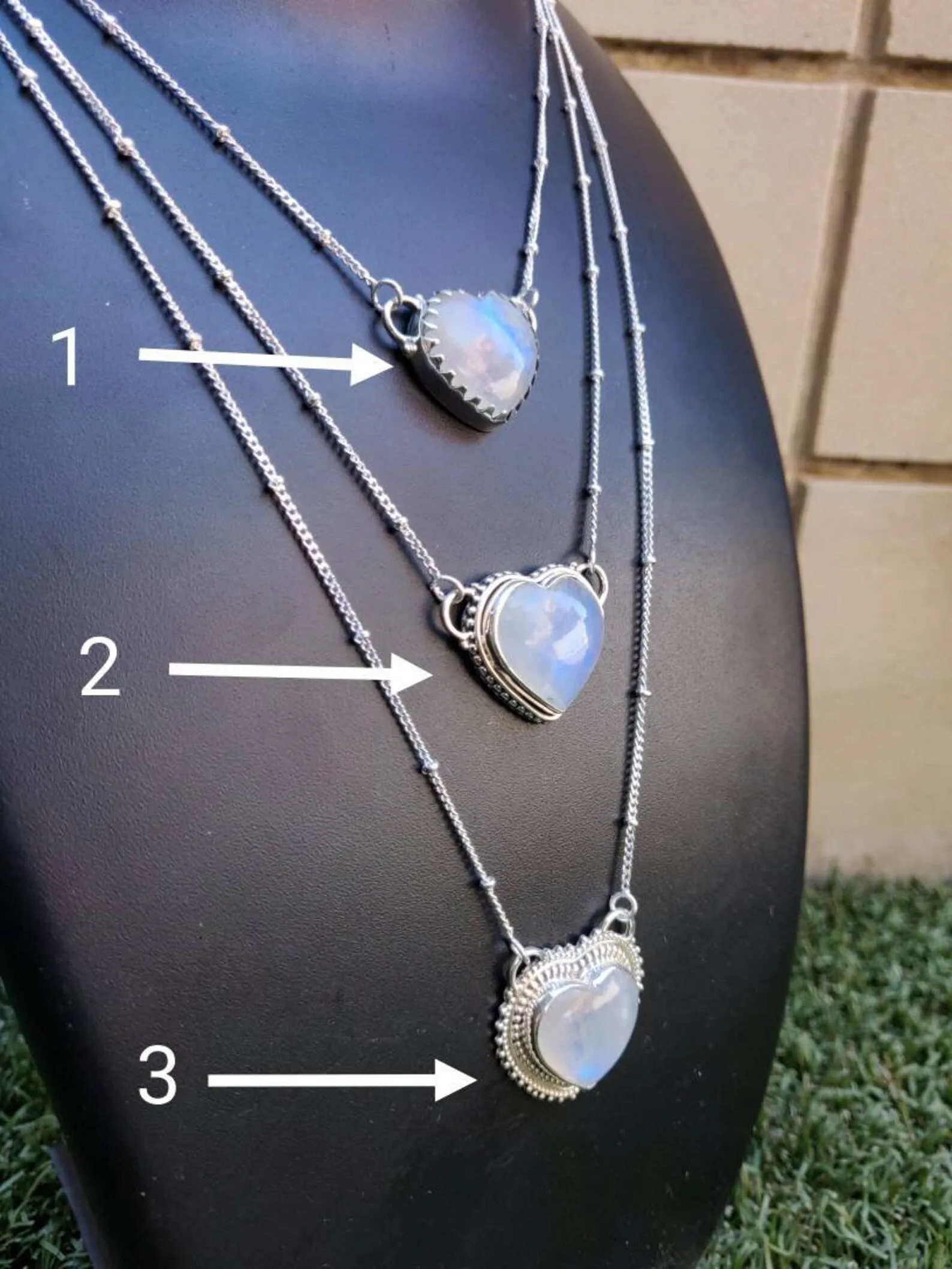 Natural Large Heart Cut Rainbow Moonstone Southwestern Style Necklace - 925 Solid Sterling Silver Necklace