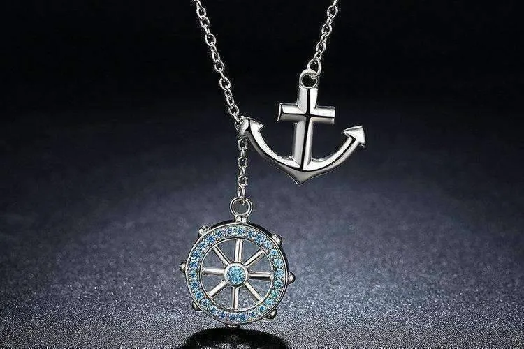 Nautical Adventure Blue Topaz Sterling Silver Lariat Necklace