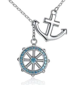 Nautical Adventure Blue Topaz Sterling Silver Lariat Necklace