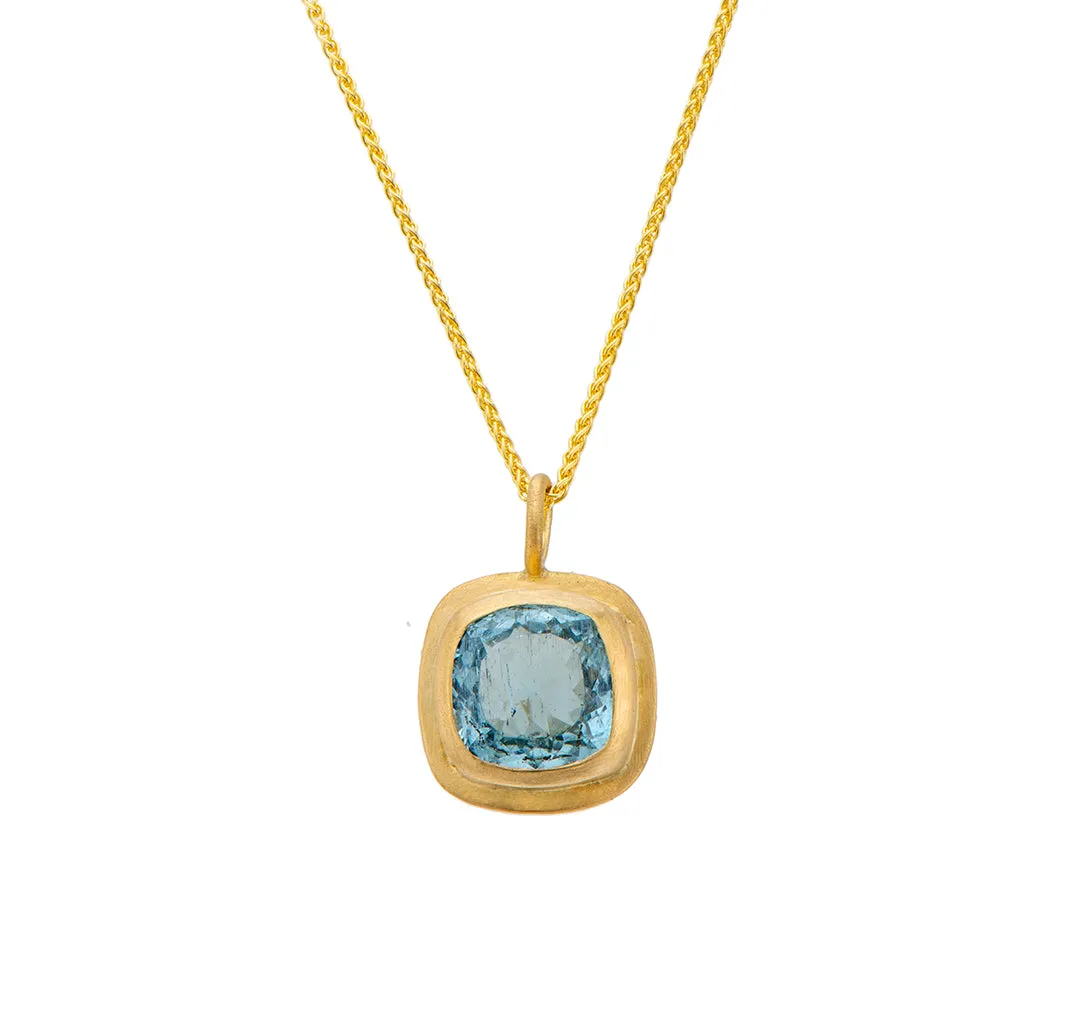 Nava Zahavi Yellow Gold Blue Topaz Pendant Necklace