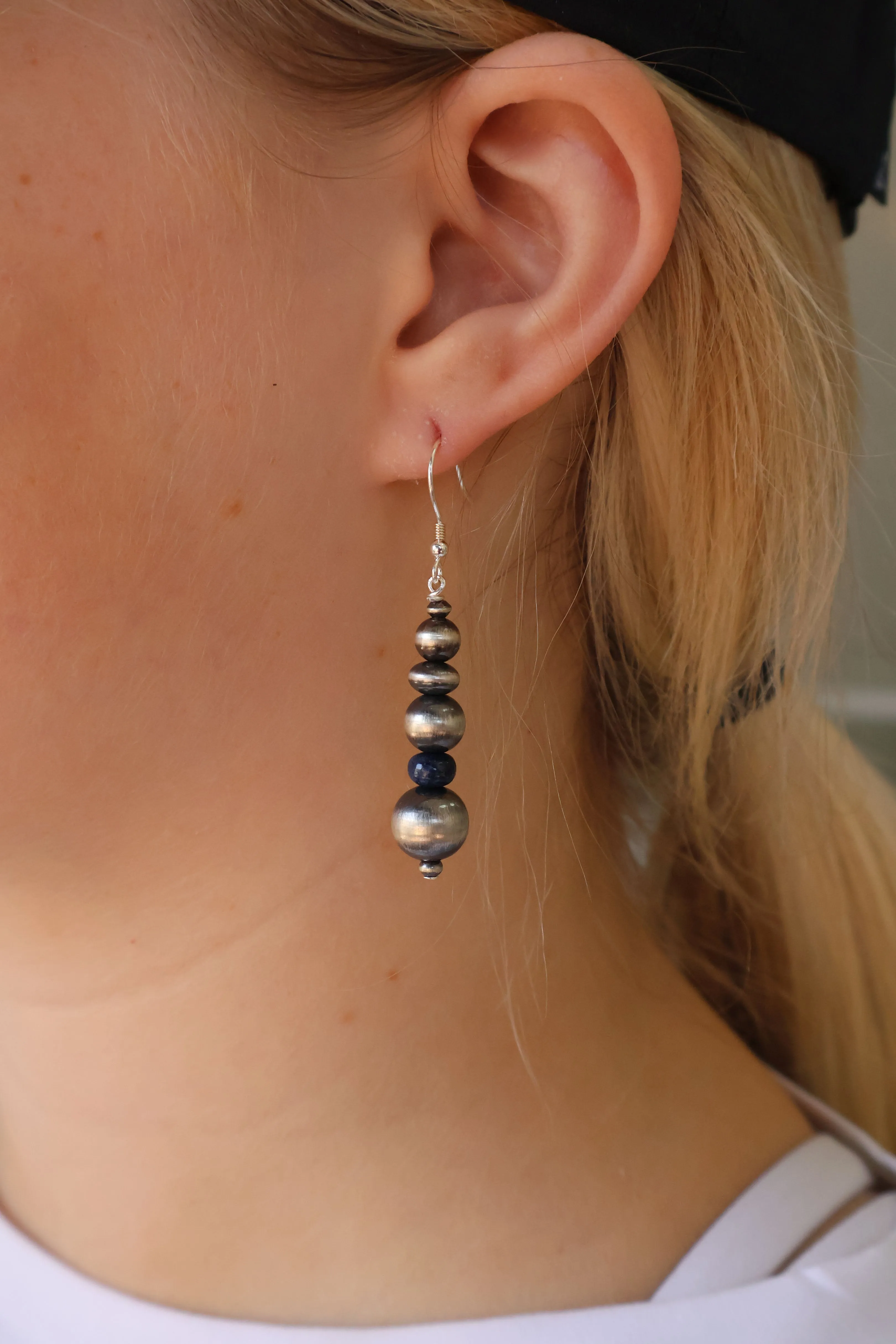 Navajo Pearl Earrings- Lapis