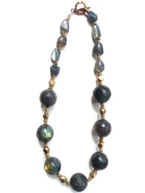 Necklace Labradorite And Vintage African Brass