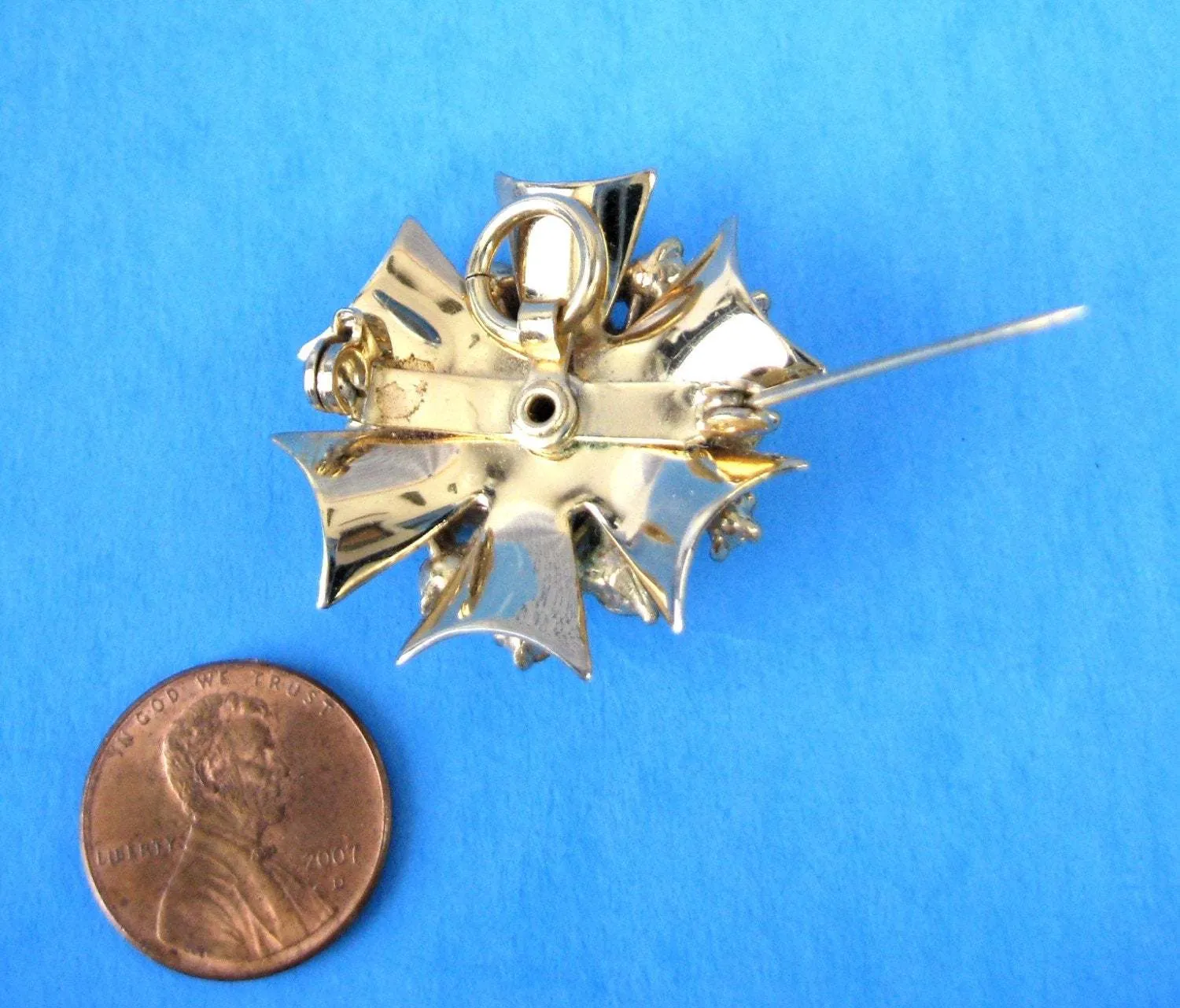 Necklace Rhinestone Starburst Convertible Pin Pendant Cluster 1950s With Chain