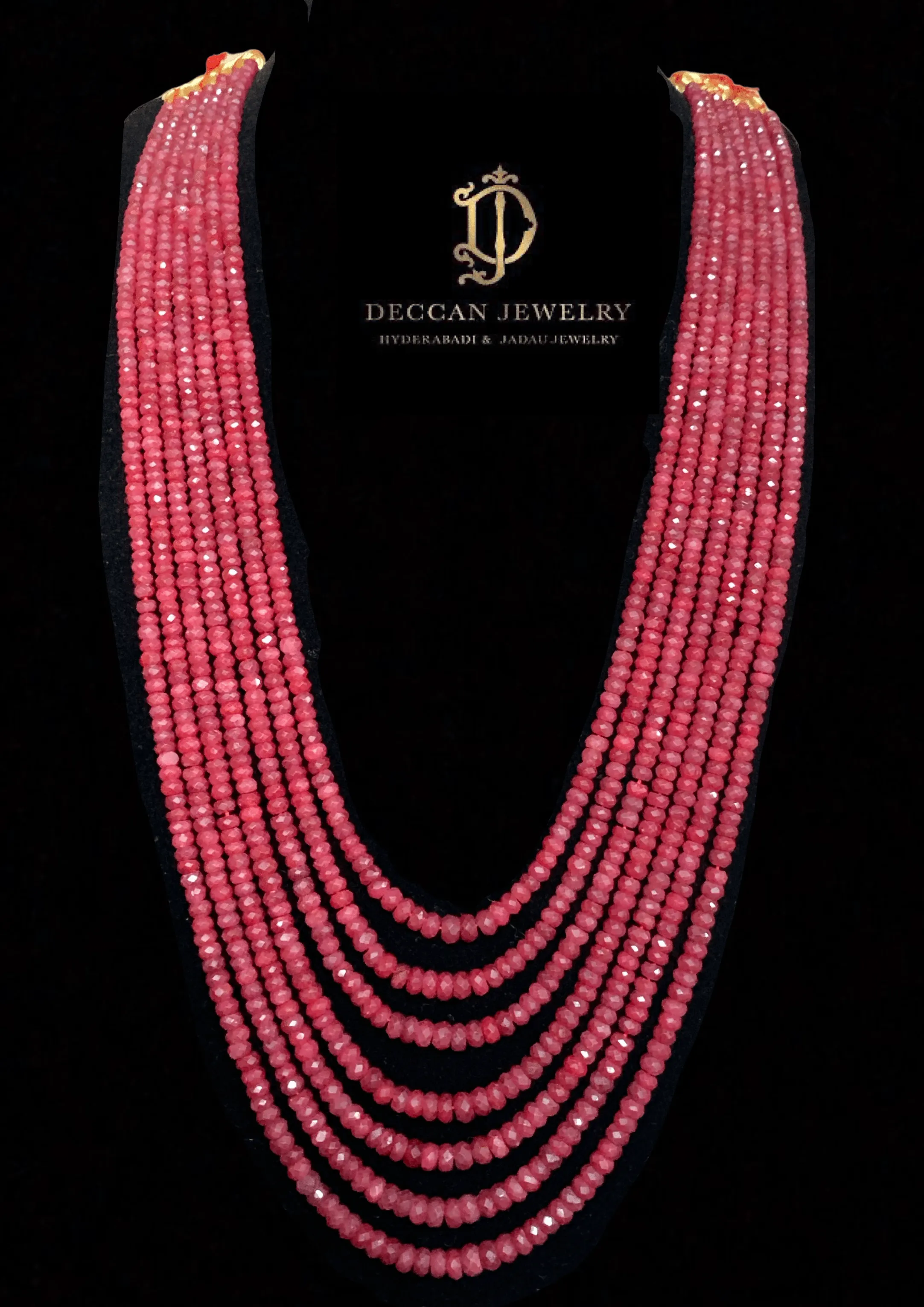 NS294  Seven layer ruby beads necklace  ( SHIPS IN 4 WEEKS )