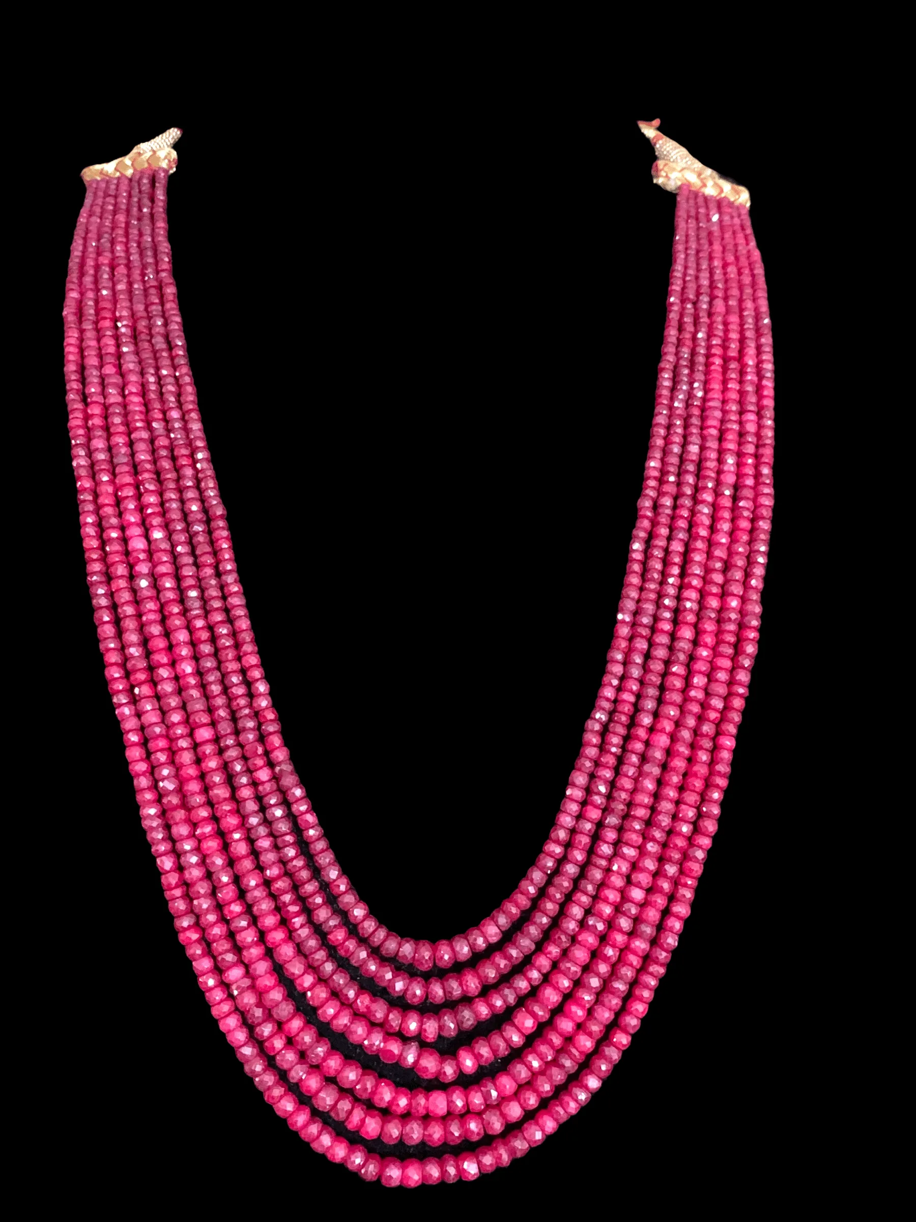 NS294  Seven layer ruby beads necklace  ( SHIPS IN 4 WEEKS )