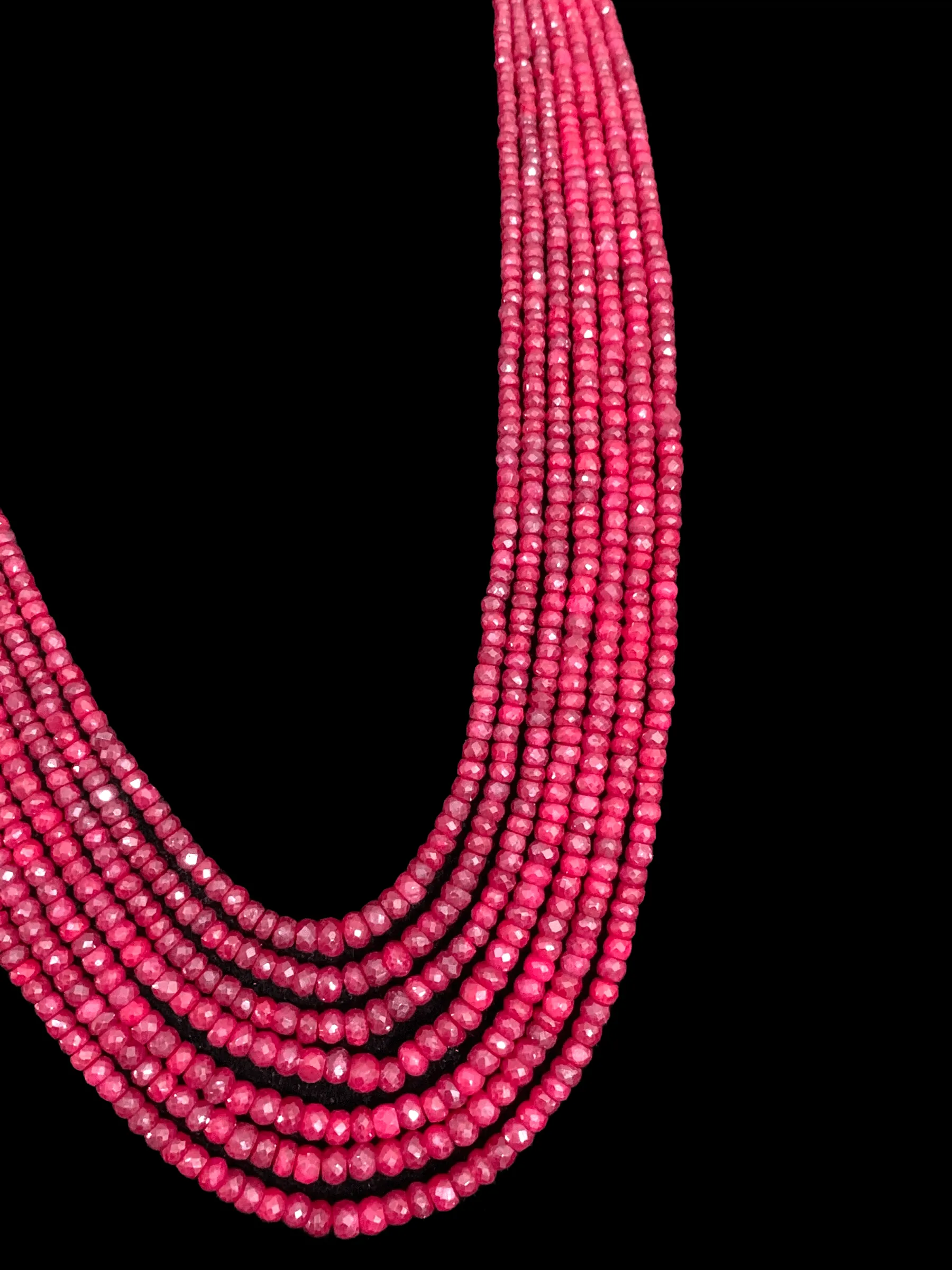 NS294  Seven layer ruby beads necklace  ( SHIPS IN 4 WEEKS )