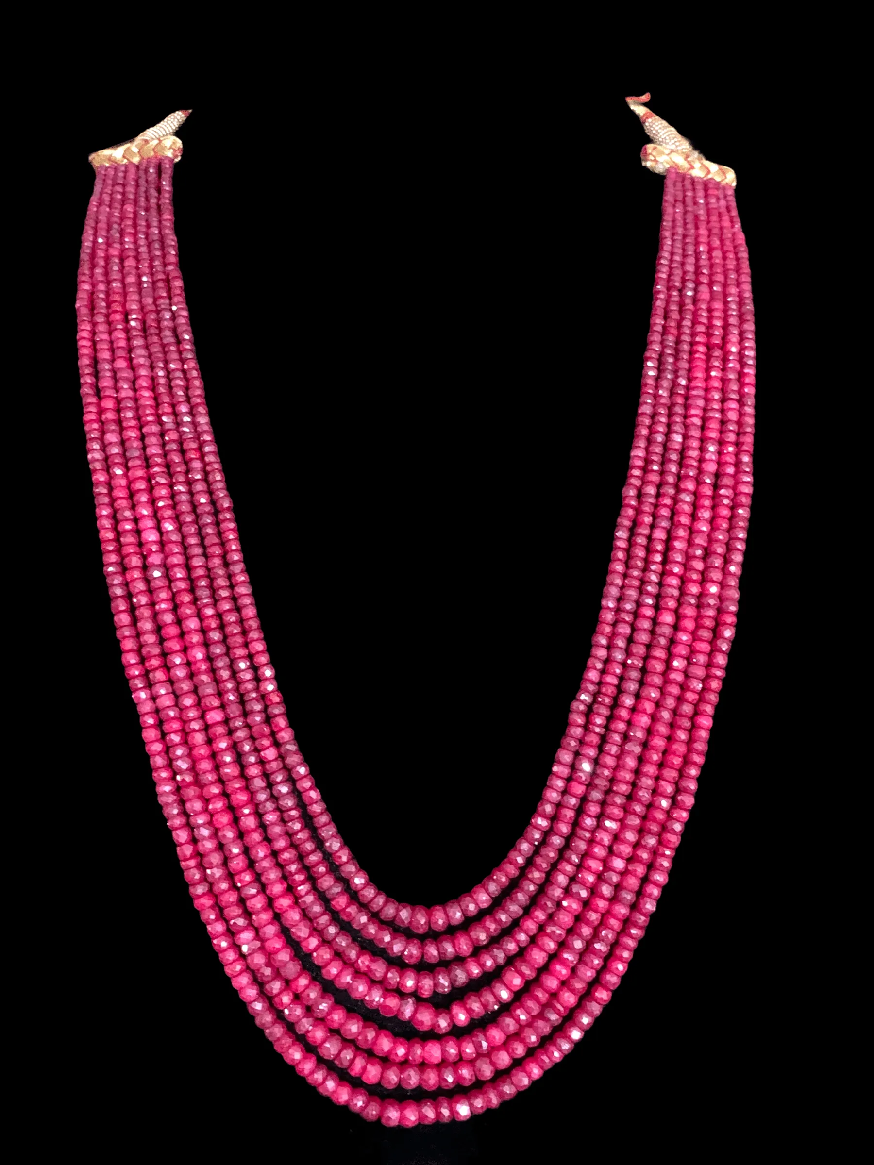 NS294  Seven layer ruby beads necklace  ( SHIPS IN 4 WEEKS )