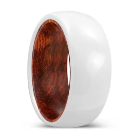 NURTURE | Snake Wood, White Ceramic Ring, Domed