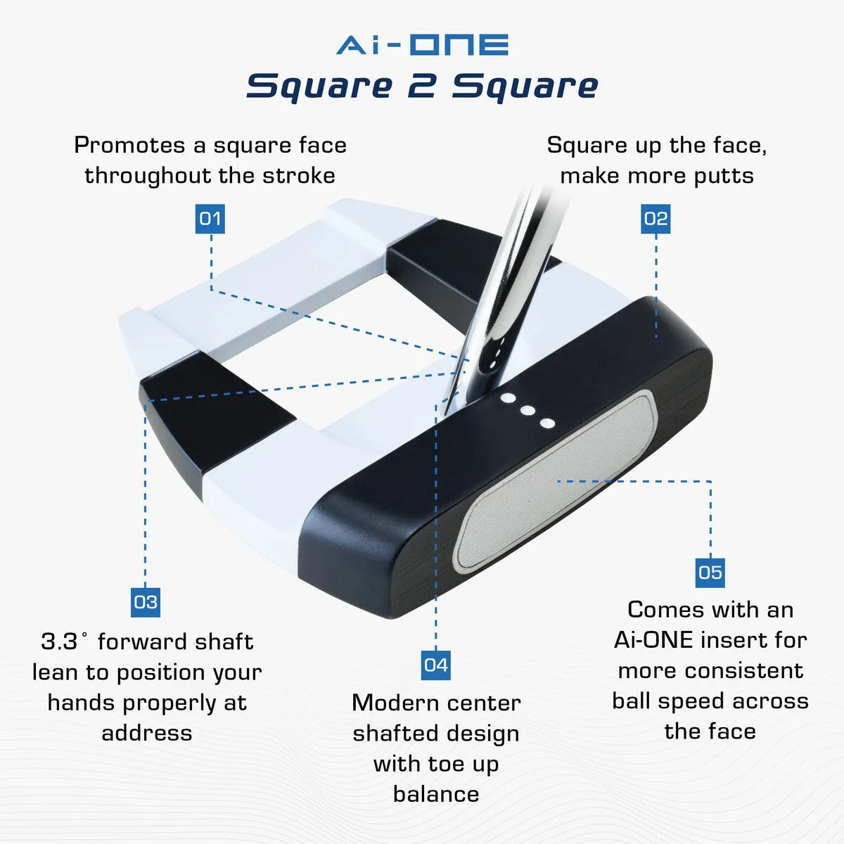 Odyssey Putter Ai-One Jailbird Square 2 Square ZT Putter Right Handed 35"