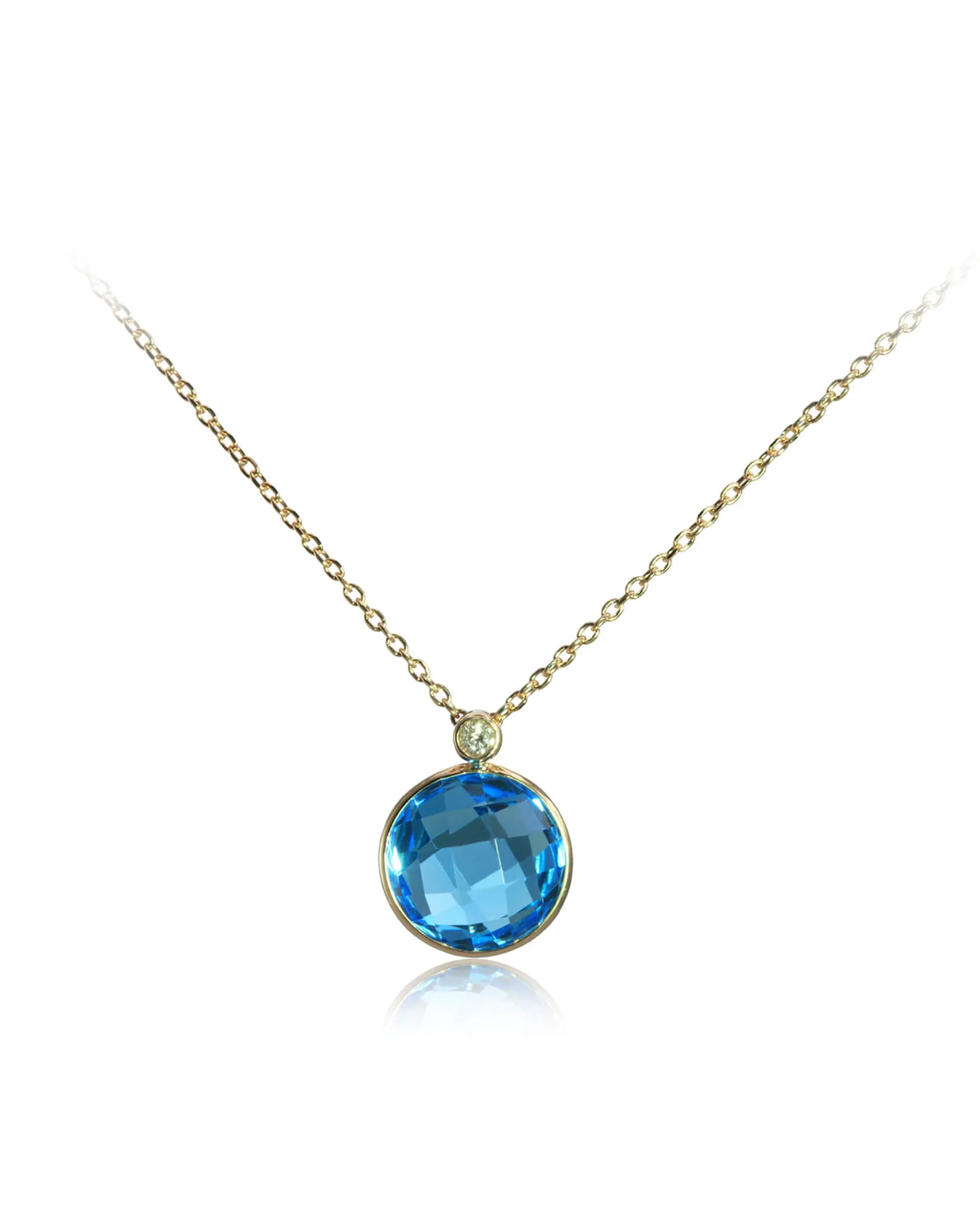 Olivia B. 14K Yellow Gold Swiss Blue Topaz "Snowman" Necklace