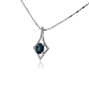 Oval Alexandrite & Diamond on Point Style Pendant