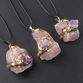 Oversized Gilding Crystal Stone Pendant Multicolor Crystal Stone Irregular Necklace Accessories