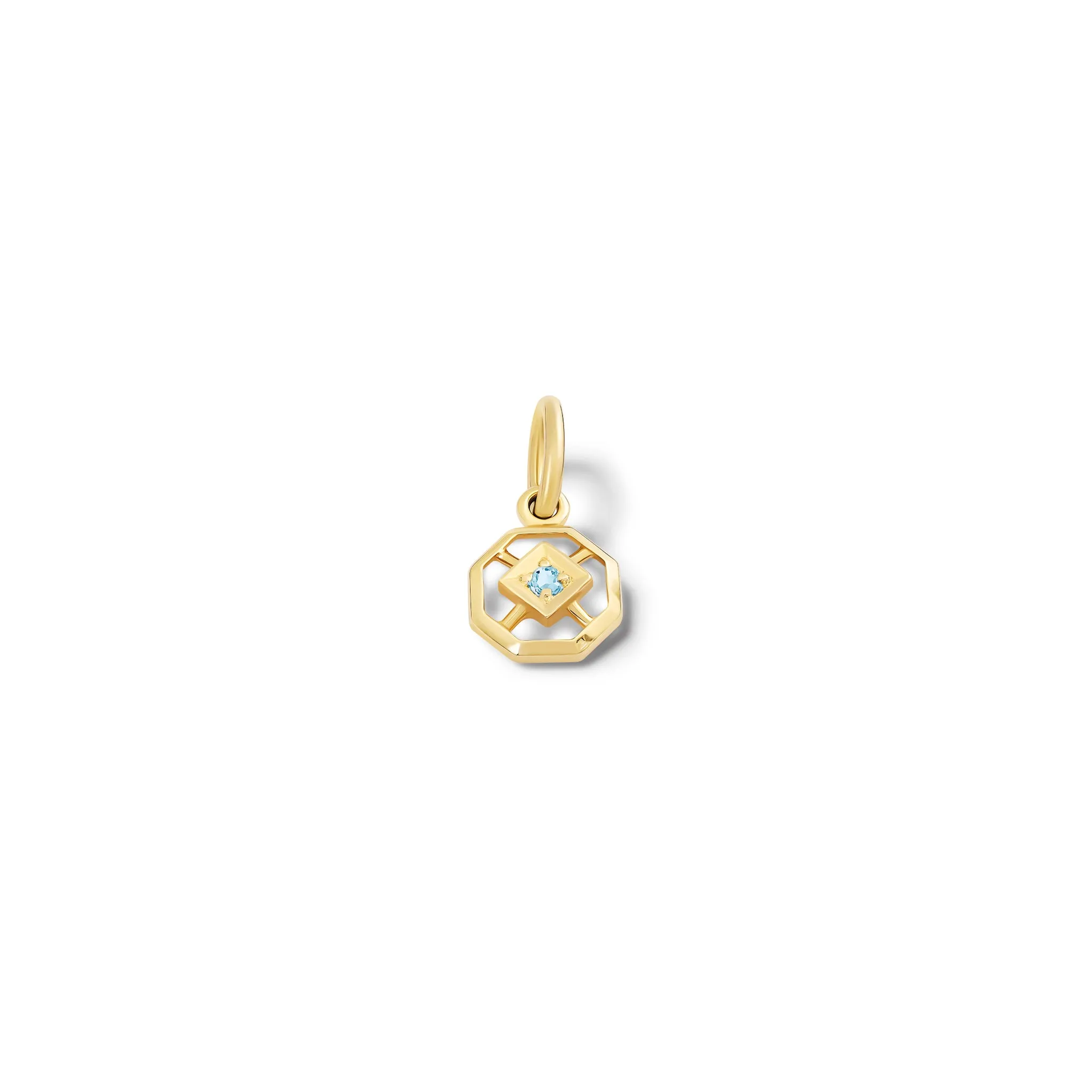 Parquet Small Necklace Pendant Yellow Gold - Blue Topaz