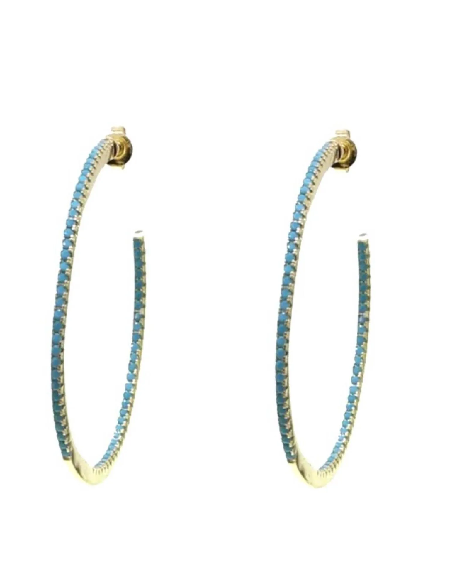 Pave Turquoise Hoops in Turquoise | Turquoise