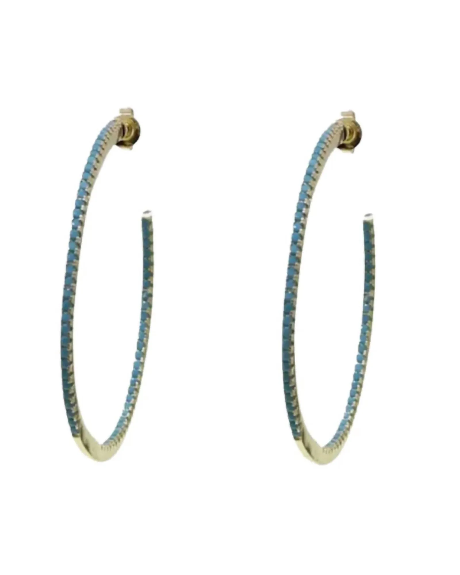 Pave Turquoise Hoops in Turquoise | Turquoise