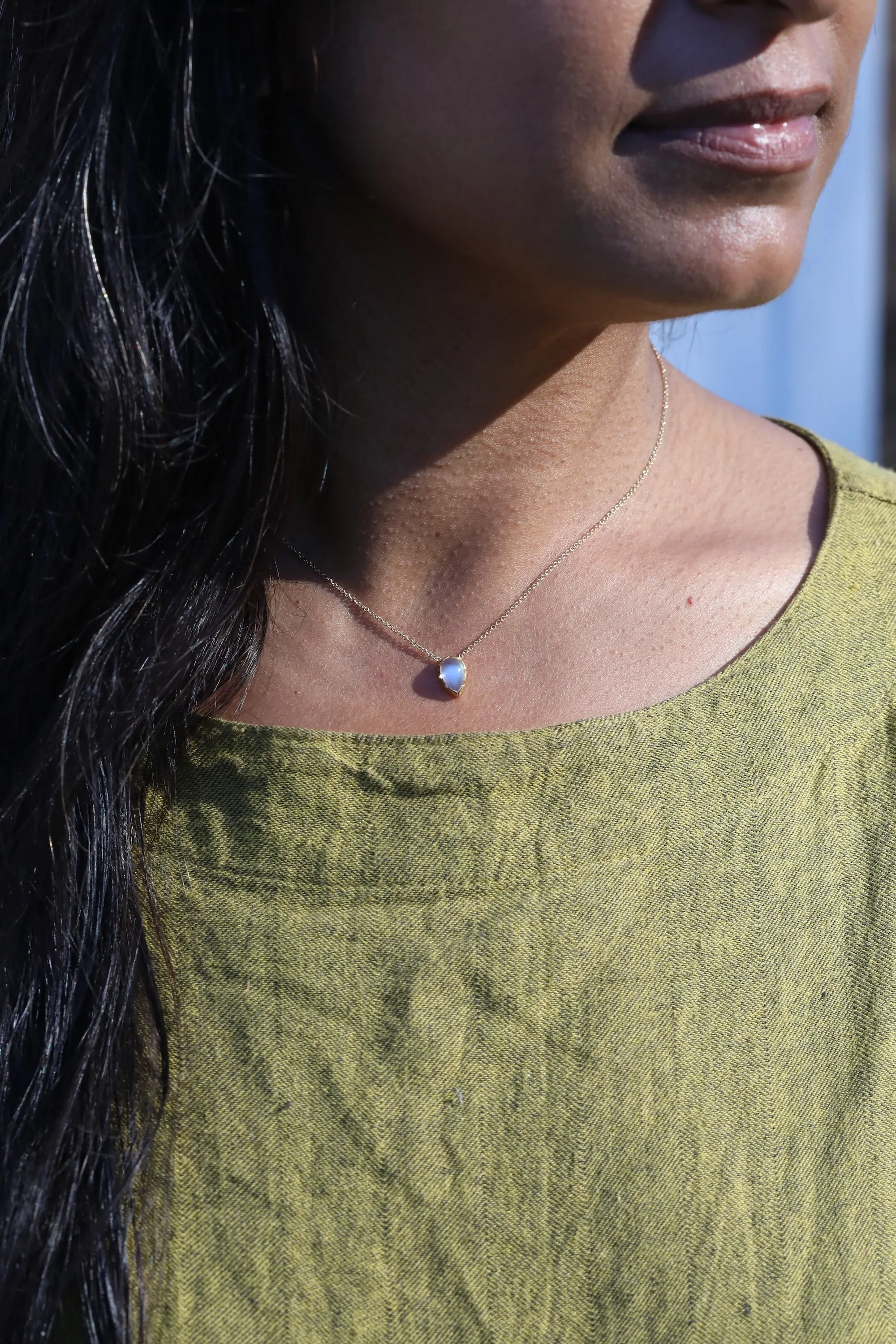 Pear Shaped Moonstone Petal Necklace