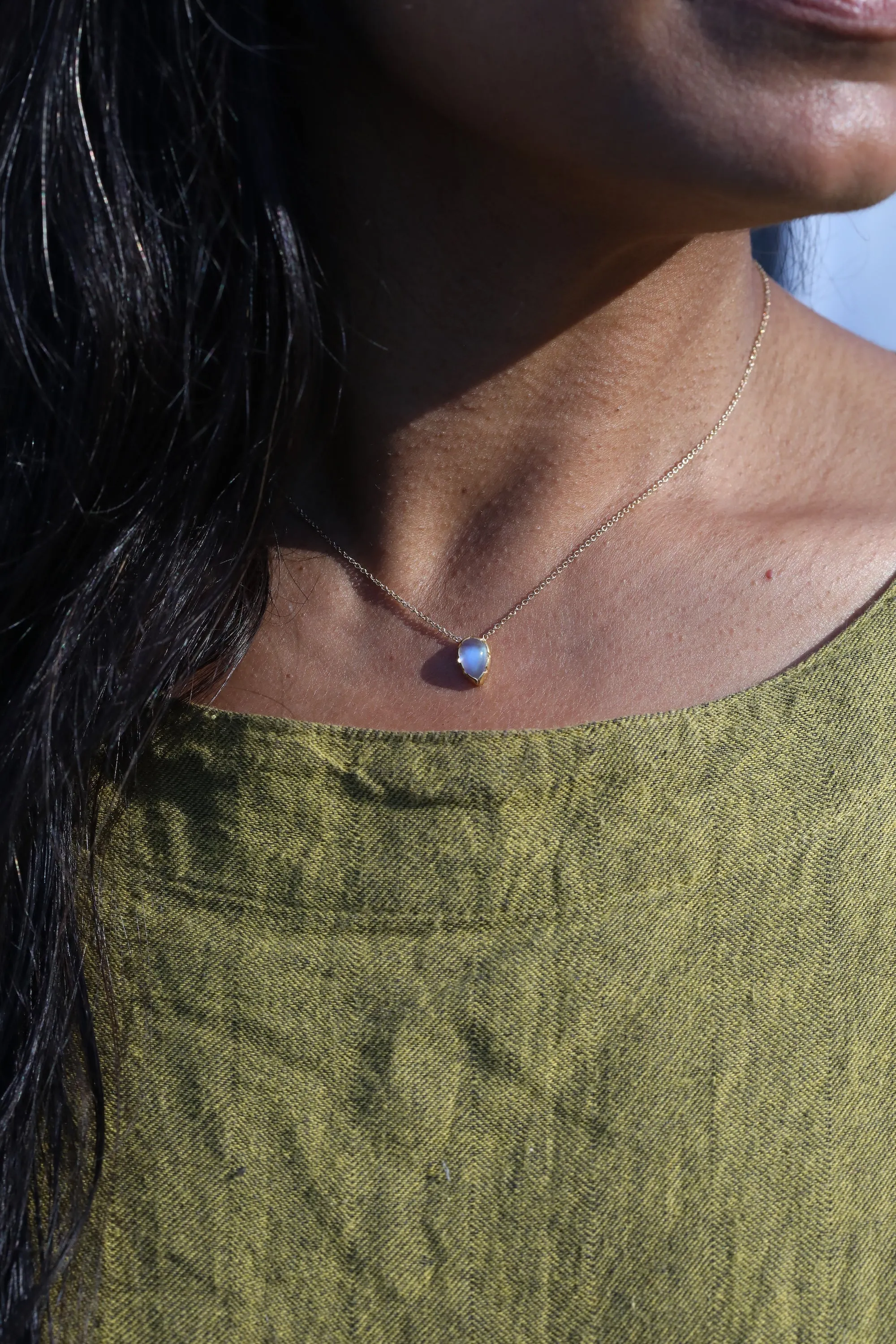 Pear Shaped Moonstone Petal Necklace