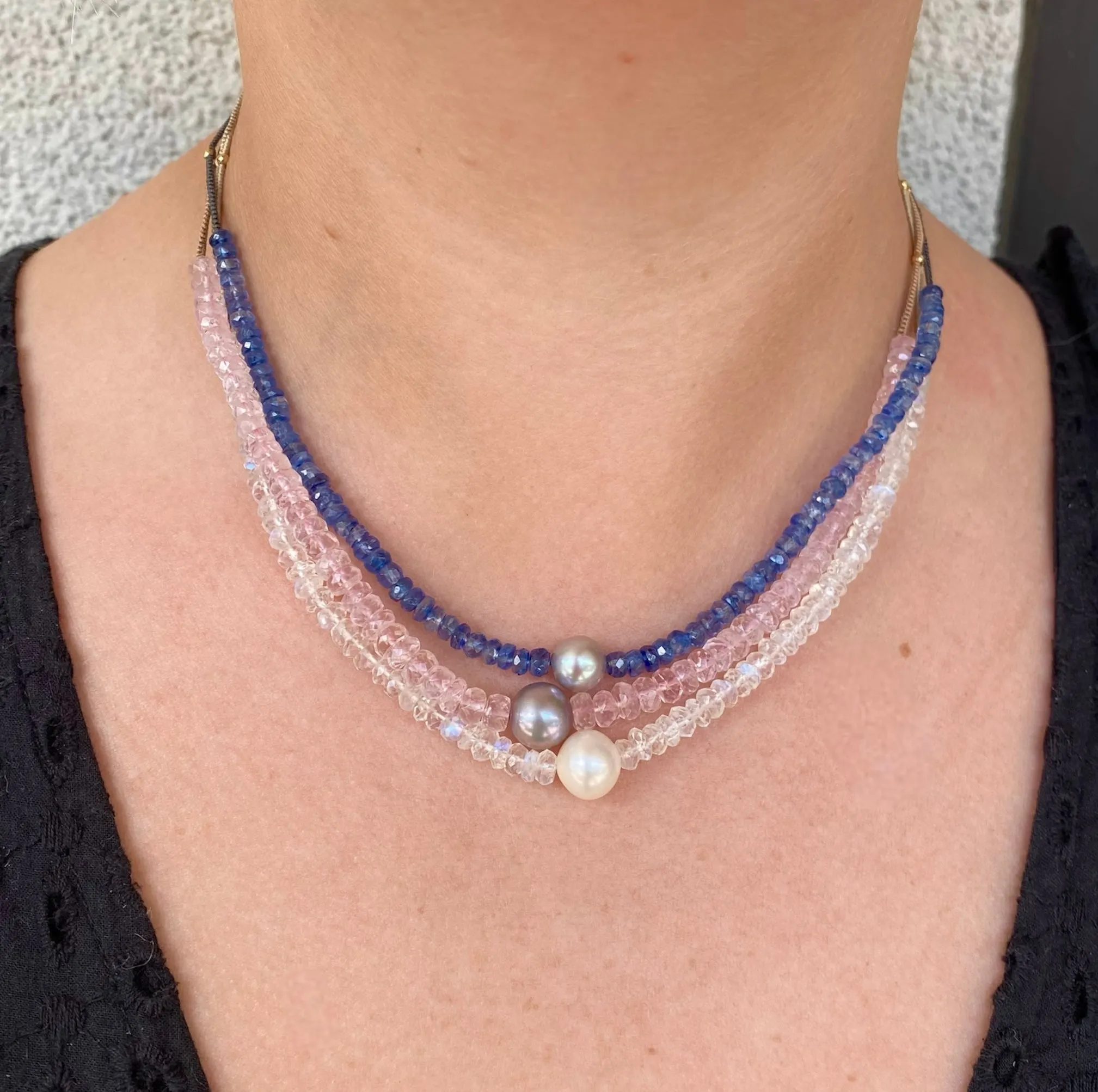 Pearl & Rainbow Moonstone Necklace